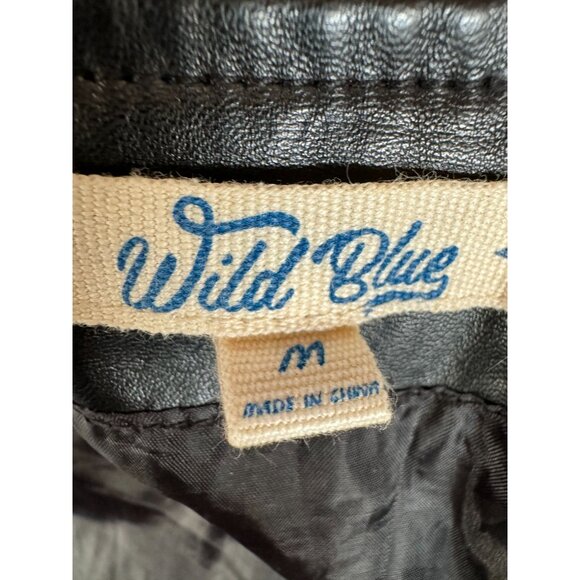 Sadie Robertson Collection Womens Black Faux Leather Mini Skirt Wild Blue Medium - Picture 9 of 16
